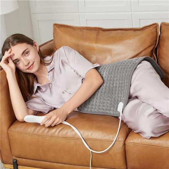 Heating Pad  Auto Shut-Off,10 Heat Settings, Grey with LED Controller,12" x 24" - Picture 5 of 6